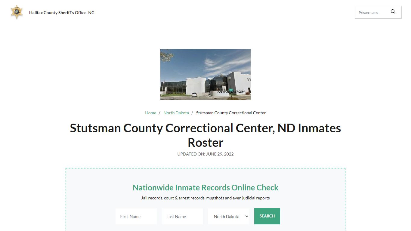 Stutsman County Correctional Center, ND Jail Roster, Name Search